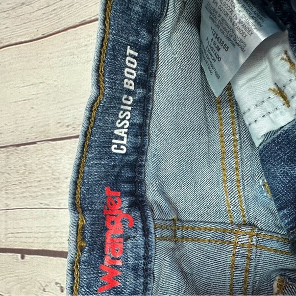 wrangler western denim classic boot jeans bootcut CARE307 boys sz 8 SLIM - Picture 3 of 8